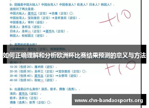 如何正确理解和分析欧洲杯比赛结果预测的意义与方法