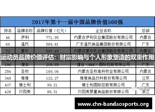 运动员品牌价值评估:财富影响与个人形象塑造的双重作用 运动员品牌价值评估:财富影响与个人形象塑造的双重作用
